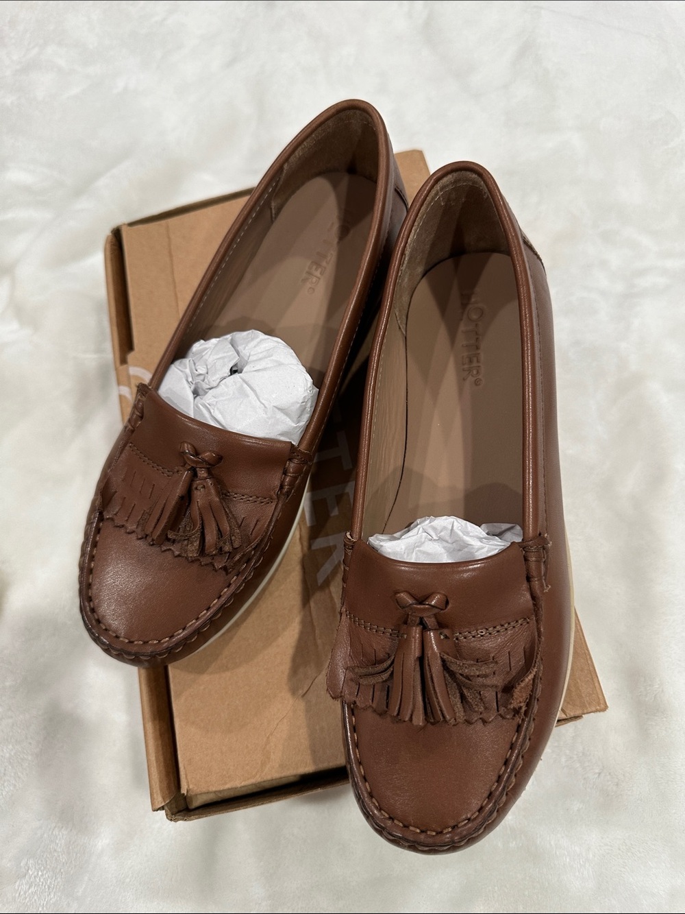 hotter Brown Leather Tassel Loafers for Women size US 8M